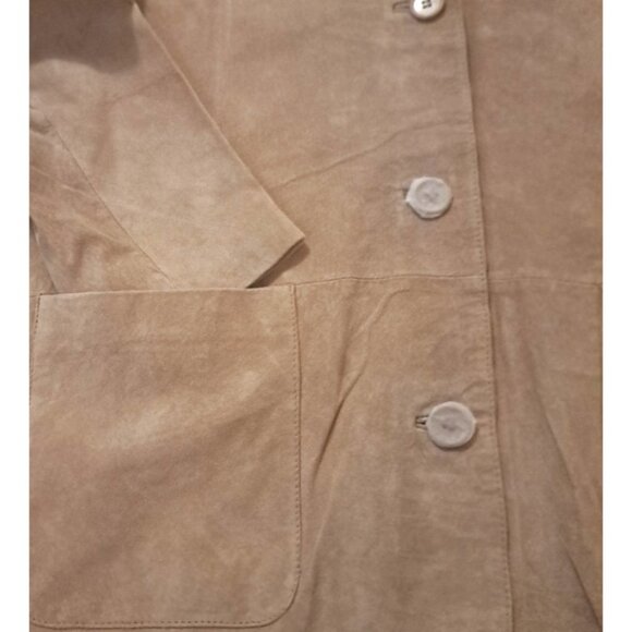NEW Womens Vintage Wintersilks Blazer Jacket Suede Silk Lining NWOT Tan Large - Picture 2 of 6